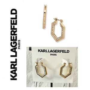 🐘🐘💓 Karl Lagerfeld Paved Geometric Hoop Earrings